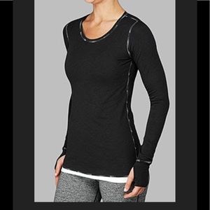 Lululemon Reversible L/S Cabin Tee Black Crew Neck Thumbholes Sz Medium